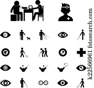 blind man and hospital icon