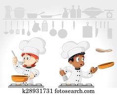 Cartoon chefs cooking Cartoon chefs cooking