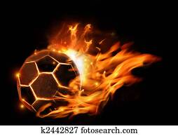 chaud, football, feu