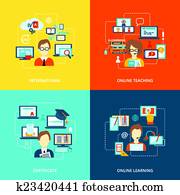E-learning icon flat E-learning icon flat