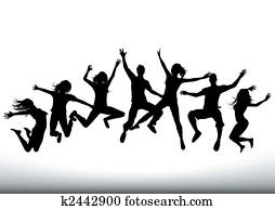 Happy Leaping People