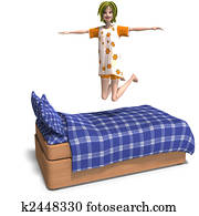 jovem, doce, caricatura, mulher, convida, para, um, partido slumber