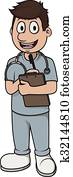 krankenschwester, mann, vektor, karikatur krankenschwester, mann, vektor, karikatur