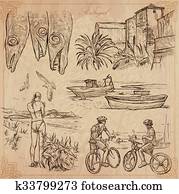 portugal., quadros, de, life., vetorial, pack.