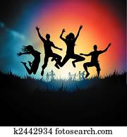 pular, adultos jovens