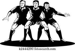 Rugby front row scrum Rugby front row scrum