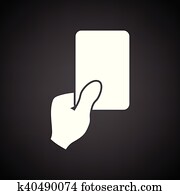 Soccer referee hand with card icon Soccer referee hand with card icon