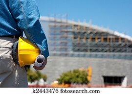 trabalhador construção, ou, capataz, em, local construção