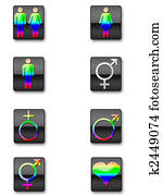 vario, símbolos de sexo, en, arco iris colora