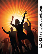 verão, partido, noturna