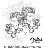 Zodiac Vector Gemini Clipart K32367762 Fotosearch