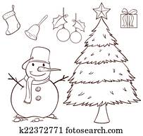 Weihnachtsmotive, mit, weihnachtsmänner, und, schneemann Clipart