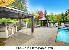 Backyard patio area Backyard patio area