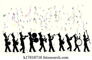 banda que marcha, en, celebración