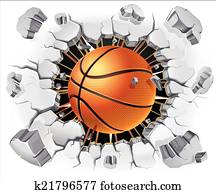 basketball, und, alt, pflastermauer basketball, und, alt, pflastermauer
