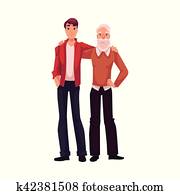 Handsome grandson hugging with his granddad Handsome grandson hugging with his granddad