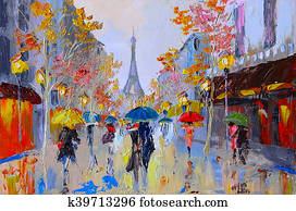 Oil painting of eiffel tower, france, art work Oil painting of eiffel tower, france, art work