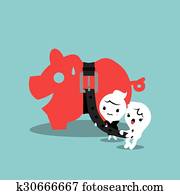 piggy bank with tight belt