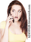 Shocked woman on the phone