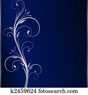 אלגנטי, כחול כהה, רקע, עם, כסף, יסודות פרחוניים