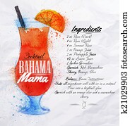 Bahama mama cocktails watercolor Bahama mama cocktails watercolor