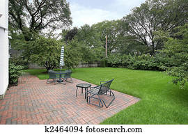 Brick patio and back yard Brick patio and back yard