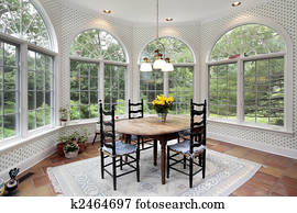 comendo área, com, janelas