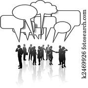 comunicação, rede, comércio mídia, pessoas, conversa equipe