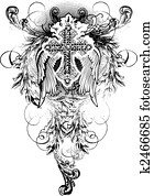 Cross Wing With Scroll Ornate Cross Wing With Scroll Ornate