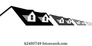 eigenheim, reihe unterbringt, umrandungen, mit, dormer, dach, windows eigenheim, reihe unterbringt, umrandungen, mit, dormer, dach, windows