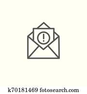 Email marketing campaigns icon with envelope & exclamation point Email marketing campaigns icon with envelope & exclamation point