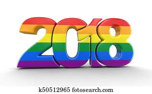 Gay Pride Color New Year 2018. Image with clipping path. Gay Pride Color New Year 2018. Image with clipping path.