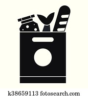 Grocery bag with food icon, simple style