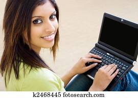 indian woman with laptop
