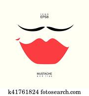 Ladies and gentlemen picture. Lips and mustaches seamless pattern.