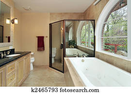 Master bath with arched window