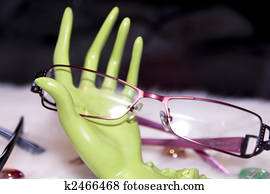 model's, hand, und, brille