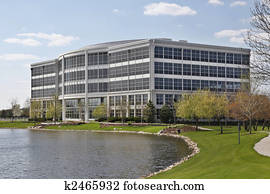 Office building with lake Office building with lake