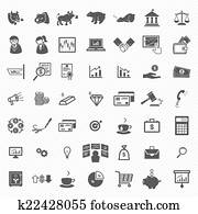 peň, financial icons, set.