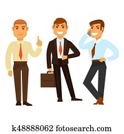 Three businessmen in good mood while working on white