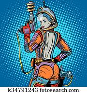 ילדה, פסק, של ים, מדע בידיוני, ראטרו