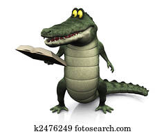 Cartoon crocodile reading book. Cartoon crocodile reading book.
