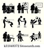 enfants, apprentissage, leçons, pictogramme