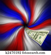 Flowing American currency for financial stimulus