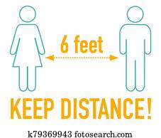 Keep distance 6 feet sign icon Keep distance 6 feet sign icon