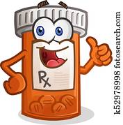 Pill Bottle Smiling Cartoon Character Pill Bottle Smiling Cartoon Character