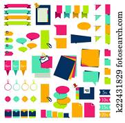 Set of stickers, reminders cards. 