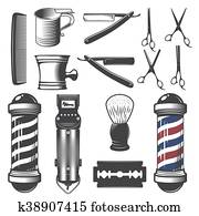 Set of vintage barber shop elements. Set of vintage barber shop elements.