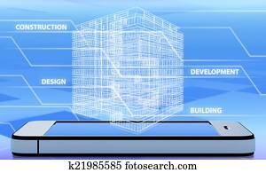 wireframe of office building on the phone wireframe of office building on the phone
