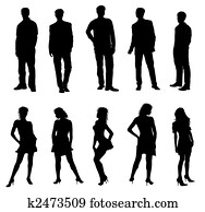 Young adults silhouettes black white Young adults silhouettes black white